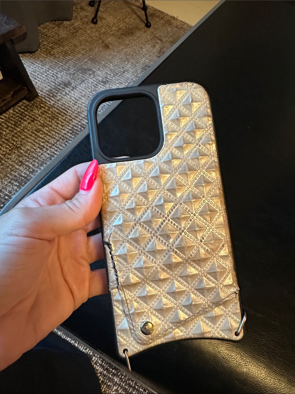 Bandolier Gold Quilted Pyramid Phone Case with Card Slot